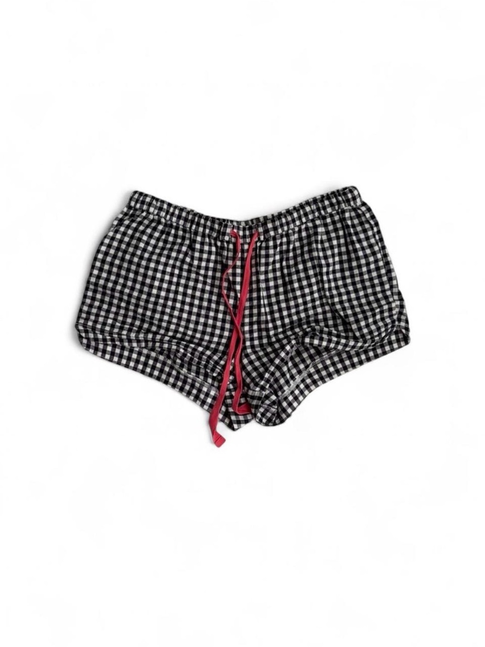 Joe Fresh Gingham Check Cotton Pj Shorts Red Drawstring White Black XS